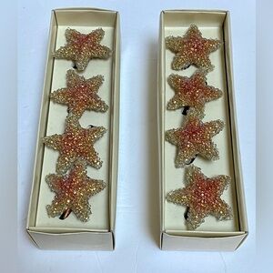8 Vintage Pier 1 Imports Star Glass Beaded Fall Colored Napkin Rings Decor NEW